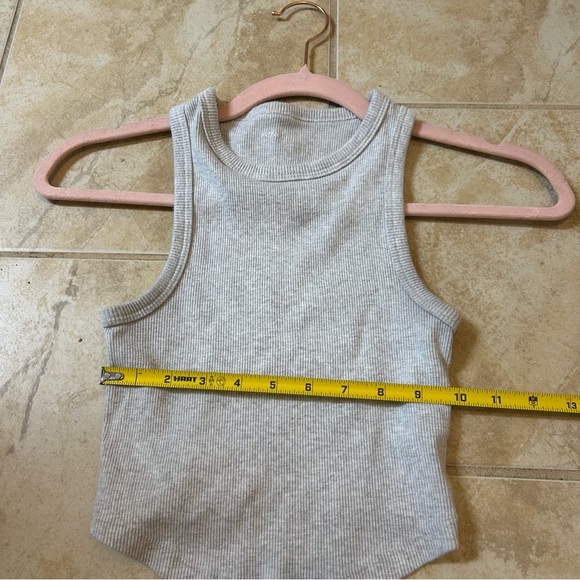 Aerie Gray Ribbed Cropped Tank Top - Picture 6 of 7